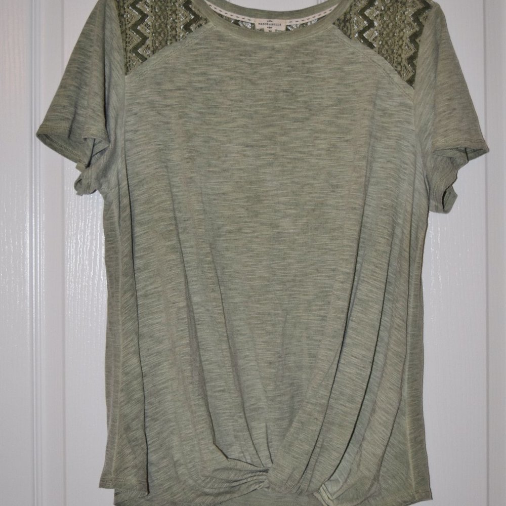 Mason & Belle Rooney lace knot front green top
